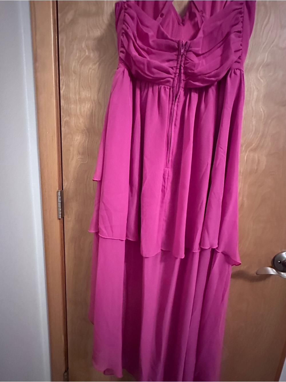 Pink Ruffled High-Low Women's Dress - Picture 5 of 7